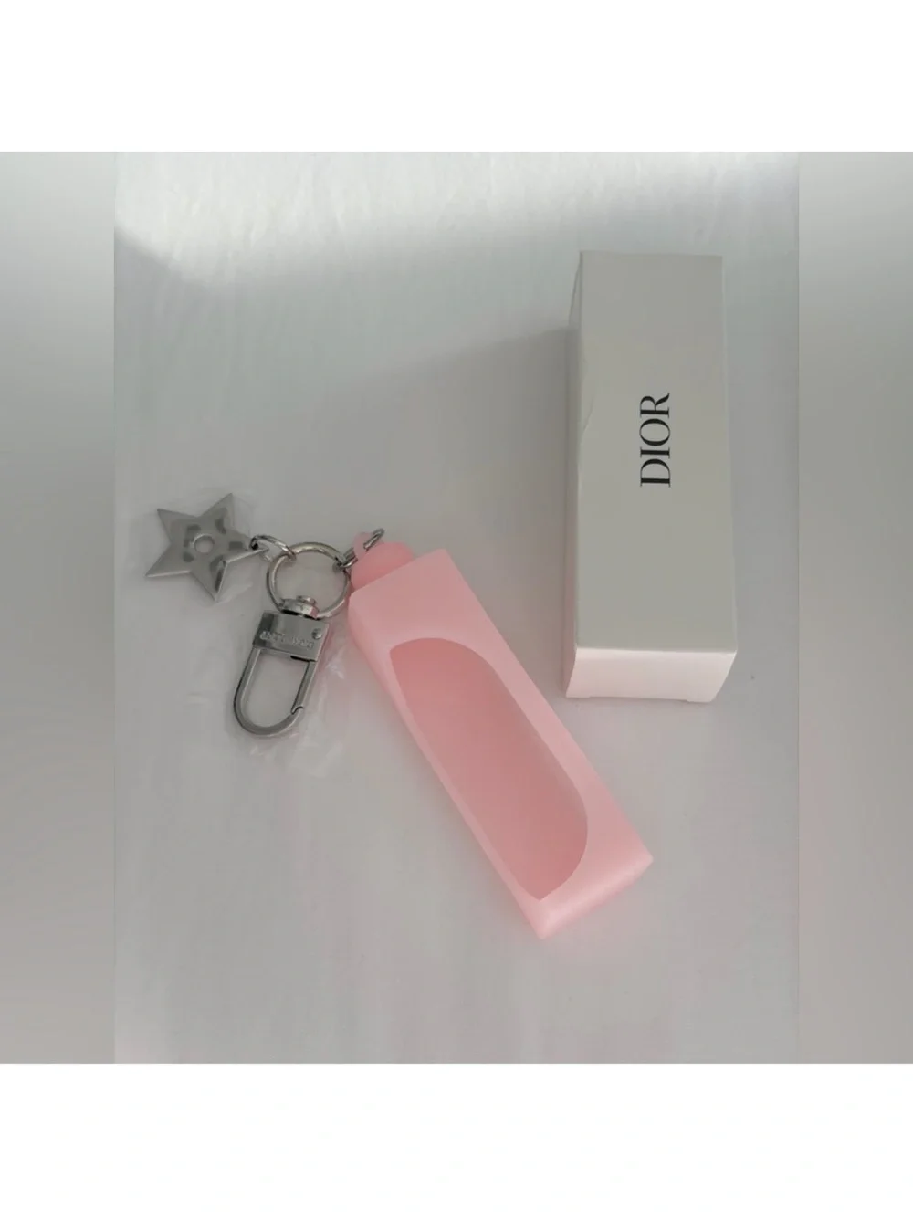 DIOR Pink Silicone Lipstick Holder Keychain (THE LIP OIL IS NOT INCLUDED)
